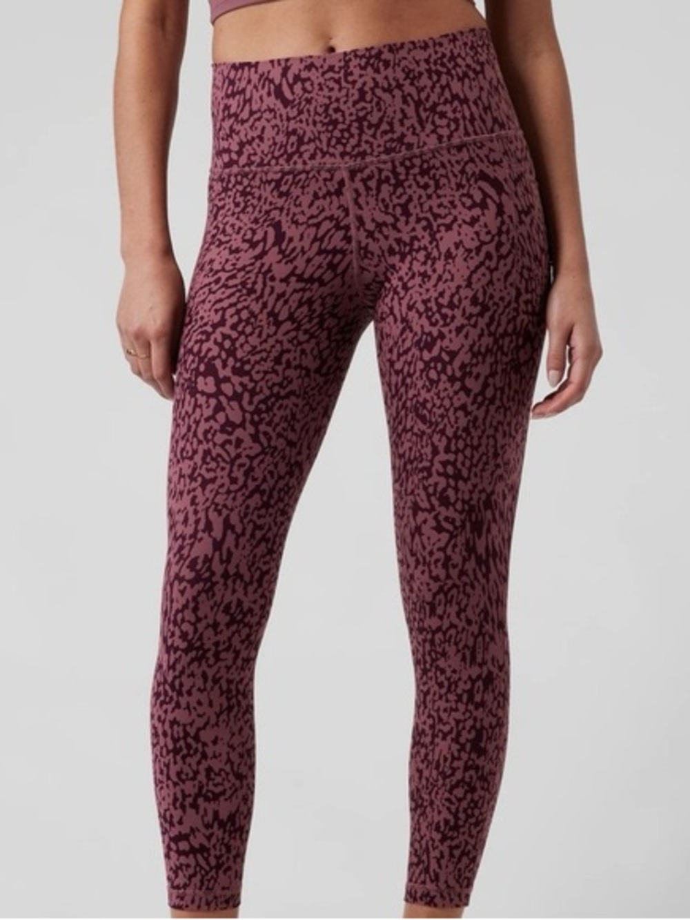 Athleta Mauve & Deep Plum Print High-Rise Leggings